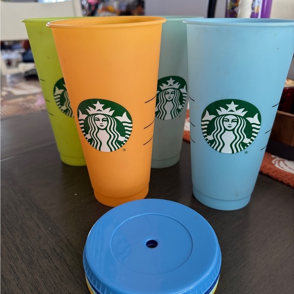 Starbucks Other - Starbucks Reusable Colorful color changing cold Cups Set